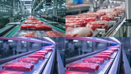 肉类加工生产线 无菌生产车间 生鲜食品高清在线视频素材下载