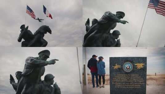 犹他州海滩的美国海军纪念碑高清在线视频素材下载