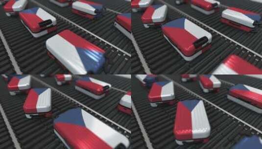 带有捷克共和国国旗的旅行箱高清在线视频素材下载