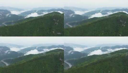 大山 自然 航拍 云雾高清在线视频素材下载