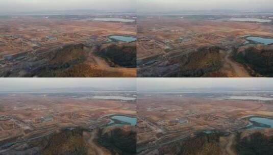 航拍延时建设鄂州花湖机场挖掘土方工程高清在线视频素材下载