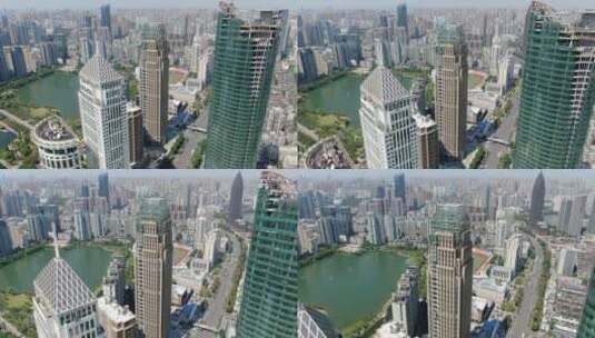 航拍湖北武汉汉口金融中心高清在线视频素材下载