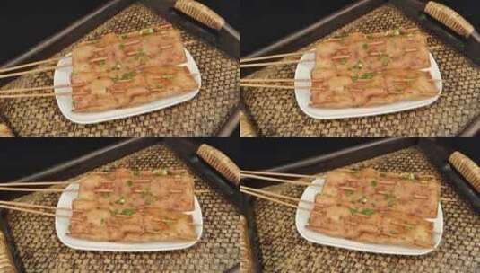 重庆烧烤美食-豆皮烤串4k视频高清在线视频素材下载
