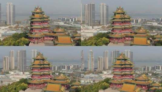 江苏南京阅江楼古建筑航拍高清在线视频素材下载