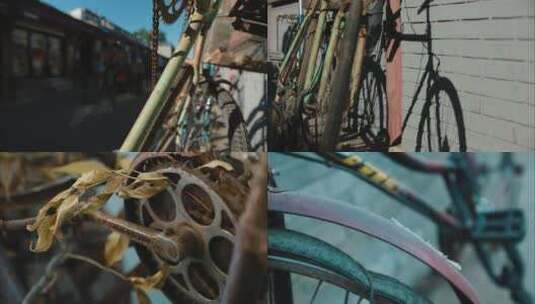 老旧废弃自行车 实拍素材高清在线视频素材下载
