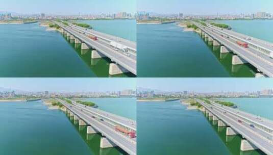 航拍厦门新阳大桥城市车流高清在线视频素材下载
