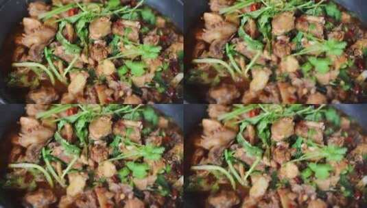 美味的干锅鸡美食高清在线视频素材下载