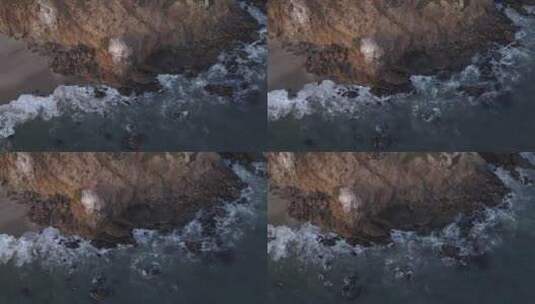 海滩上多岩石的海边_鸟瞰高清在线视频素材下载