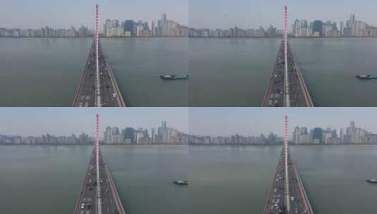 航拍杭州钱江二桥高清在线视频素材下载