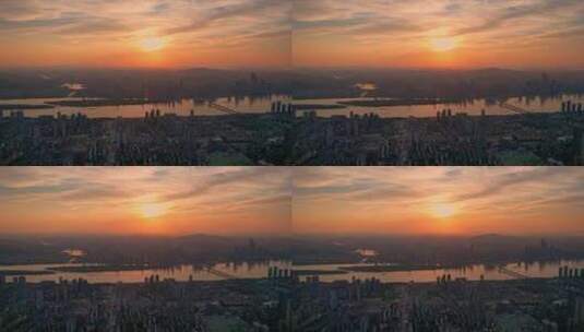 醉美长沙城市夕阳宣传片全景航拍高清在线视频素材下载