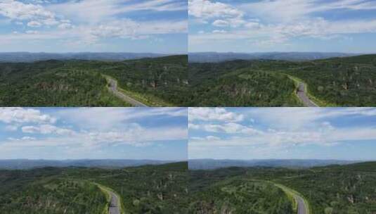 夏日蓝天白云的黄土高原高清在线视频素材下载