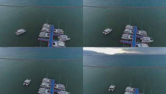 新疆赛里木湖航拍游艇码头高清在线视频素材下载