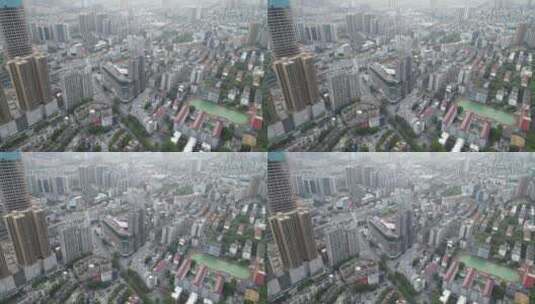 航拍湖南岳阳老城区城市建设高清在线视频素材下载