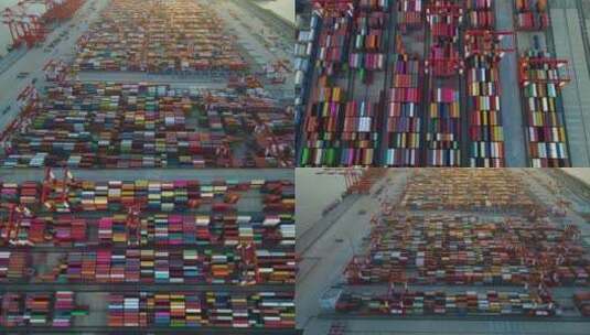 洋山深水港集装箱长江港口4K航拍高清在线视频素材下载