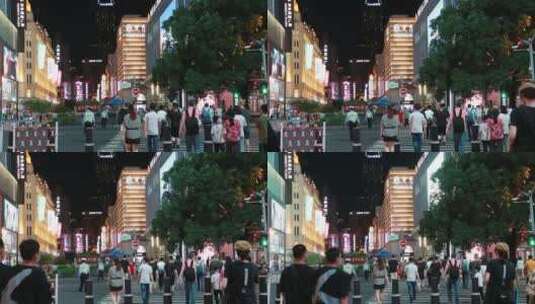 步行街夜景高清在线视频素材下载
