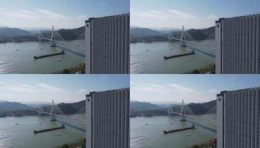 航拍武汉跨江大桥高清在线视频素材下载