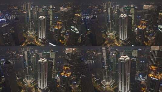 4k上海陆家嘴夜景航拍高清在线视频素材下载