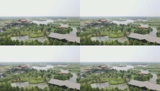 航拍宁波慈溪市杭州湾国家湿地公园4K航拍高清在线视频素材下载