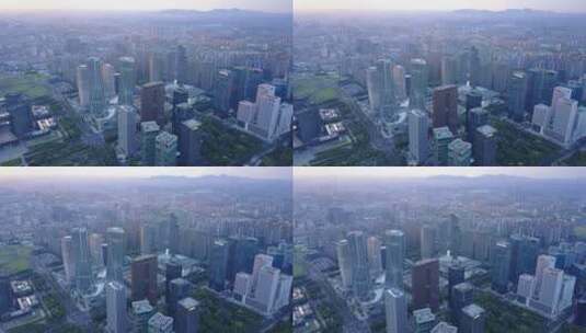 航拍杭州钱塘江金融中心高清在线视频素材下载