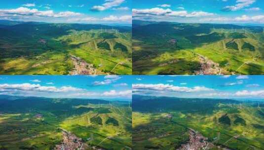 山西省忻州岚县风力发电航拍光影阳光延时高清在线视频素材下载