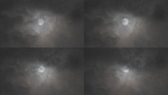 夜空中的月亮满月乌云高清在线视频素材下载