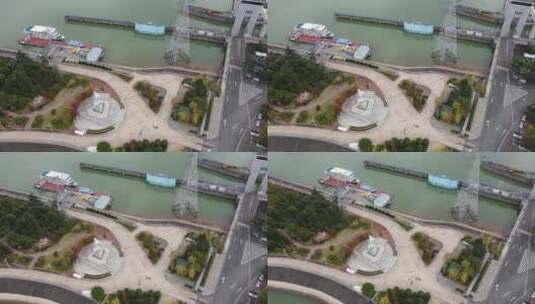 航拍湖北宜昌西陵区跨江大桥高清在线视频素材下载