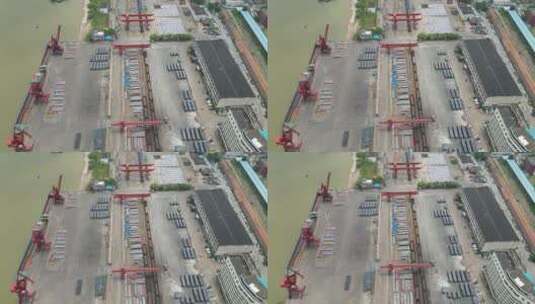 航拍长江货运码头港口高清在线视频素材下载