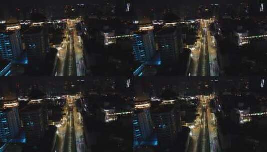 湖北襄阳城市夜景交通高清在线视频素材下载