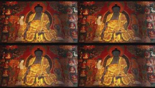 西藏阿里札达县古格王朝壁画高清在线视频素材下载