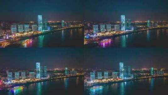 航拍湖北宜昌夜景延时摄影宜昌宣传高清在线视频素材下载