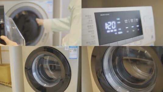 滚筒洗衣机 洗衣服高清在线视频素材下载