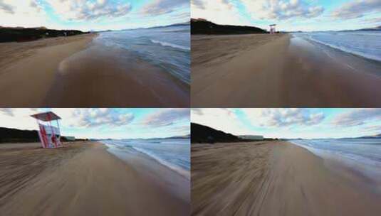 FPV穿越机无人机航拍海岸海浪群岛海鸟飞高清在线视频素材下载