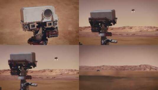 4K机器人发现火星登陆舱降落火星高清在线视频素材下载