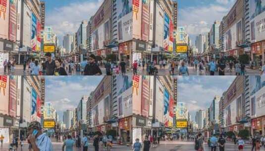 青岛台东商业步行街延时高清在线视频素材下载