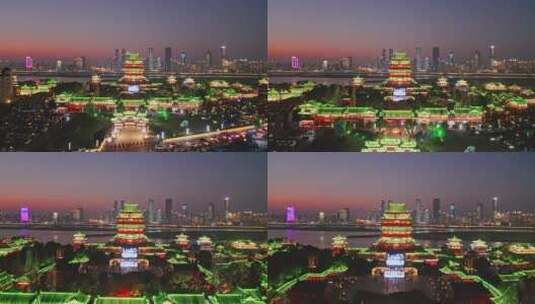 江西南昌滕王阁夜景航拍高清在线视频素材下载