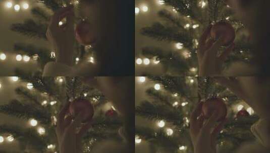 灯光和装饰的圣诞树高清在线视频素材下载