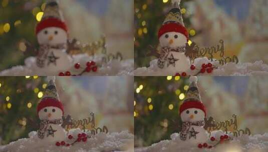 唯美欧美圣诞节氛围圣诞树雪花冰雪雪人空镜高清在线视频素材下载