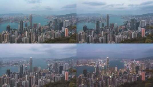 香港岛繁华夜景-灯光亮起高清在线视频素材下载