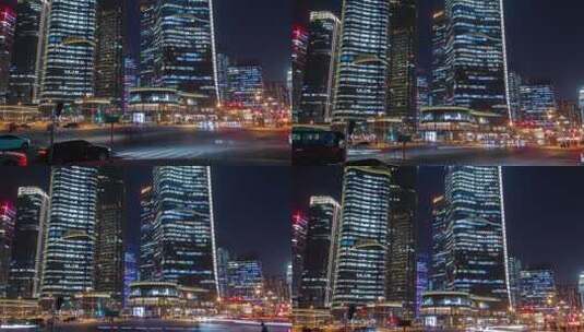 北京夜街交通空中城市景观全景高清在线视频素材下载