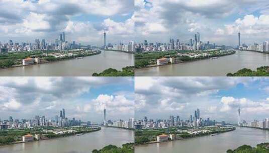 广州珠江新城蓝天白云延时高清在线视频素材下载