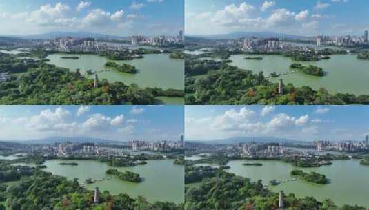 惠州西湖泗洲塔航拍大景高清在线视频素材下载