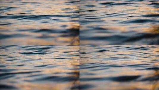 金色水面湖面夕阳水面波浪波光特写高清在线视频素材下载