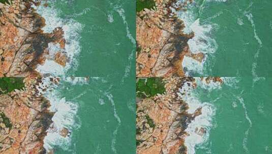 大海海浪拍打礁石高清在线视频素材下载