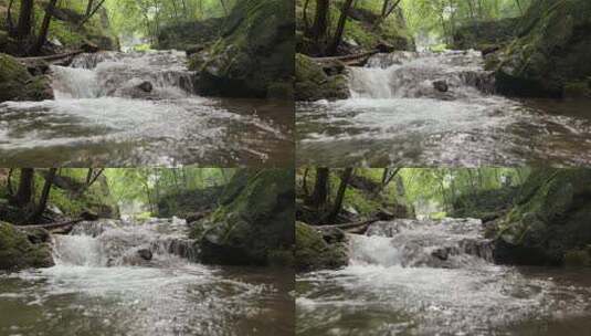 重渡沟旅游山间瀑布流水高清在线视频素材下载