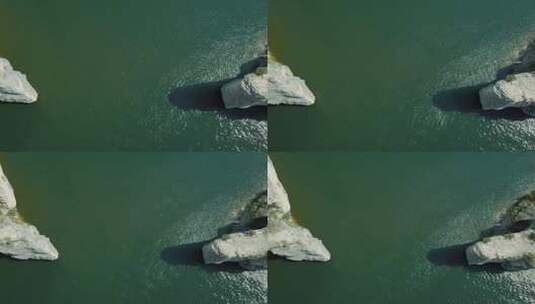 负鼠王国湖地狱之门。自上而下的角度上升拍摄揭示了悬崖的边缘。高清在线视频素材下载