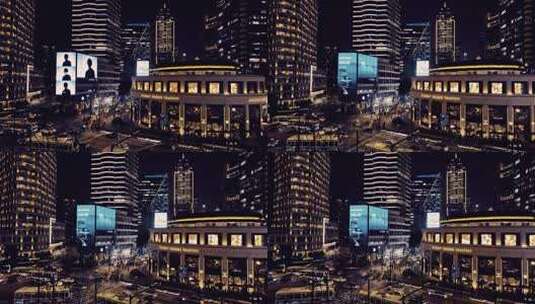 上海浦西南京西路夜景航拍高清在线视频素材下载