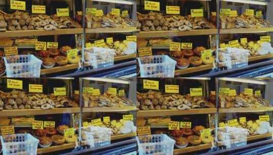 国外面包店橱窗高清在线视频素材下载