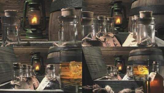 美味的布伦迪在玻璃中储存在旧酒厂。高清在线视频素材下载