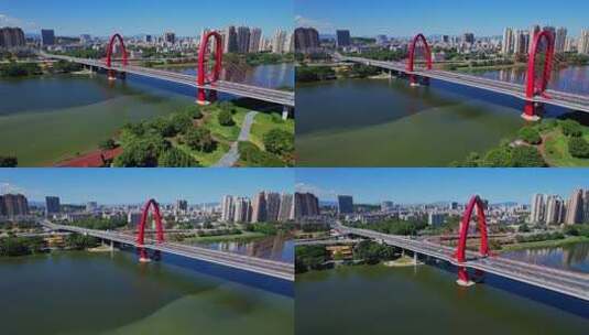航拍漳州芝山大桥建筑风光高清在线视频素材下载