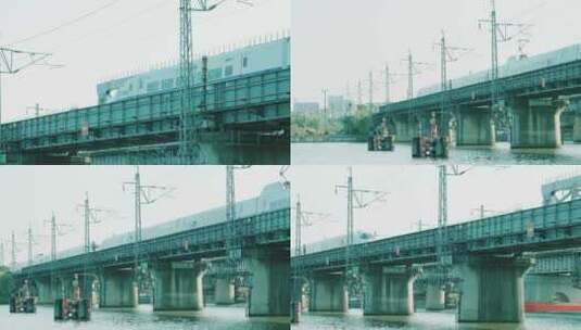 宁波火车在路桥上行驶高清在线视频素材下载